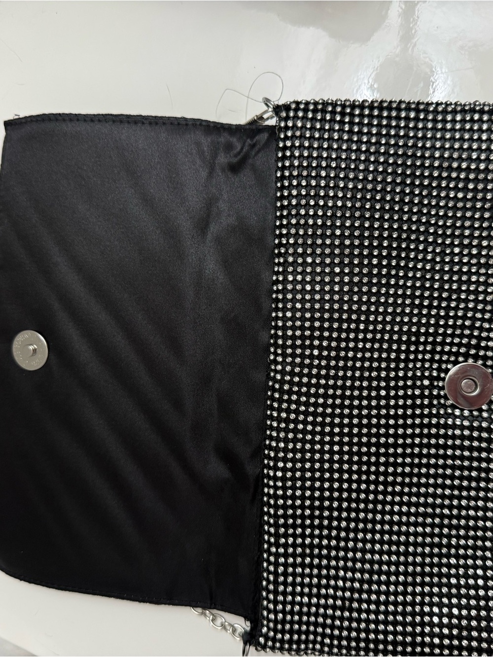 Black Rhinestone Chain Shoulder Bag - Picture 4 of 4